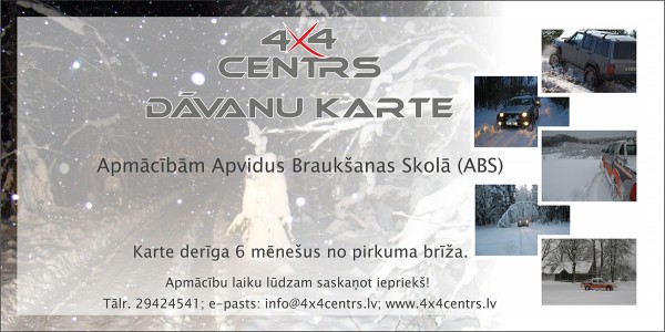 Dāvanu kartei apvidus braukšanas apmācībai